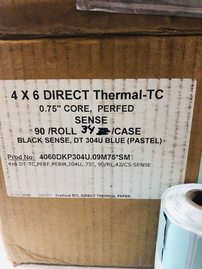 4 x 6 Direct Thermal-TC .75 Core Blue Labels 4060DKP304U.09M75*SM