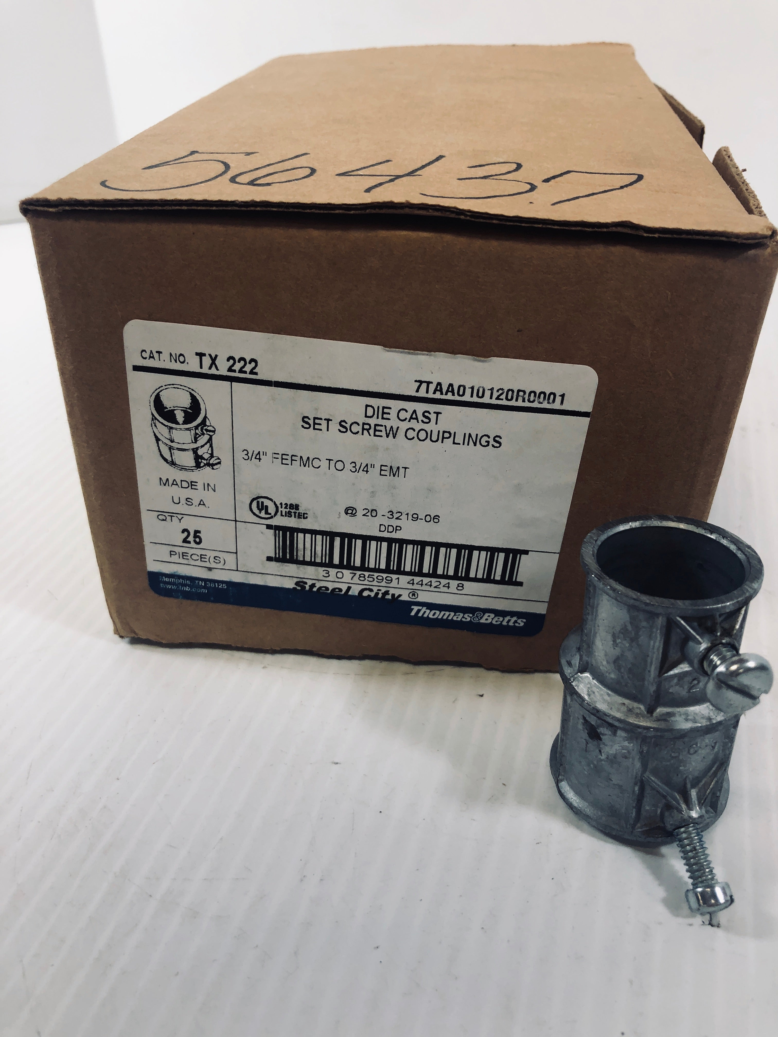 Thomas & Betts Steel City 3/4" Die Cast Set Screw Coupling TX 222 Box of 25