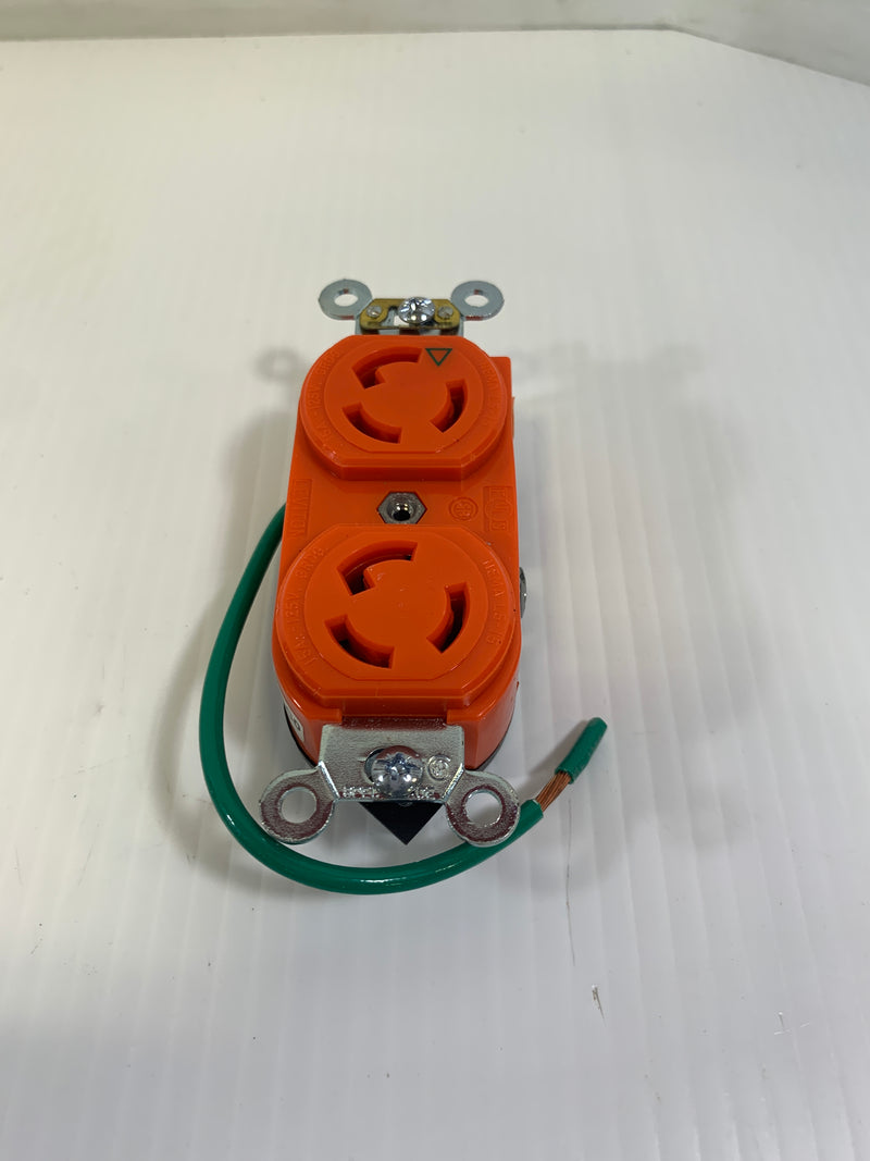 Leviton Lock Duplex Receptacle Orange 4700-IG 2 Pole 3 Watt 3 Amp