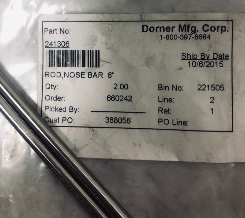 Dorner Mfg. Corp. Rod Nose Bar 6" 241306