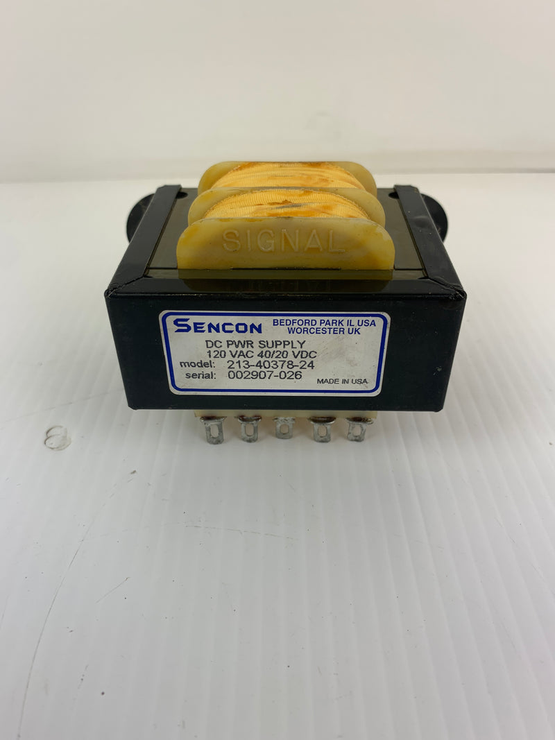 Sencon DC Power Supply 213-40378-24 120 VAC 40/20 VDC