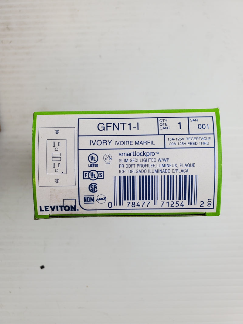 Leviton GFNT1-I Ivory Smart Lock Pro Slim GFCI Lighted W/WP (Box of 10)