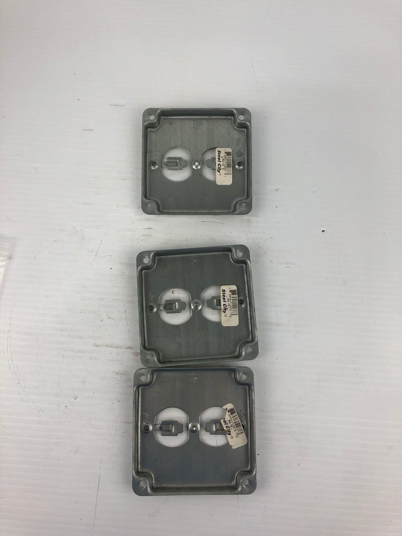 Steel City RS12 Duplex Receptacle Square Device Cover Metal - Lot of 3