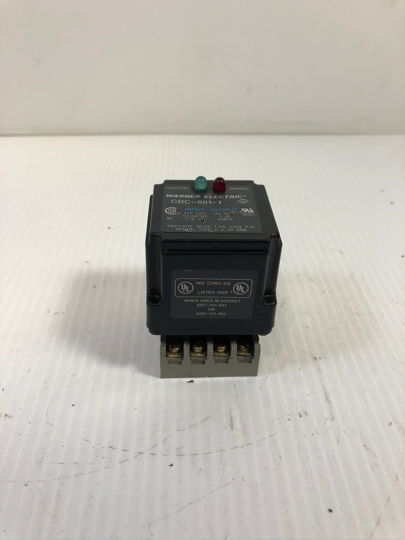 Warner Electric CBC-801-1 Clutch Brake Module with 70-464-1 Relay Socket