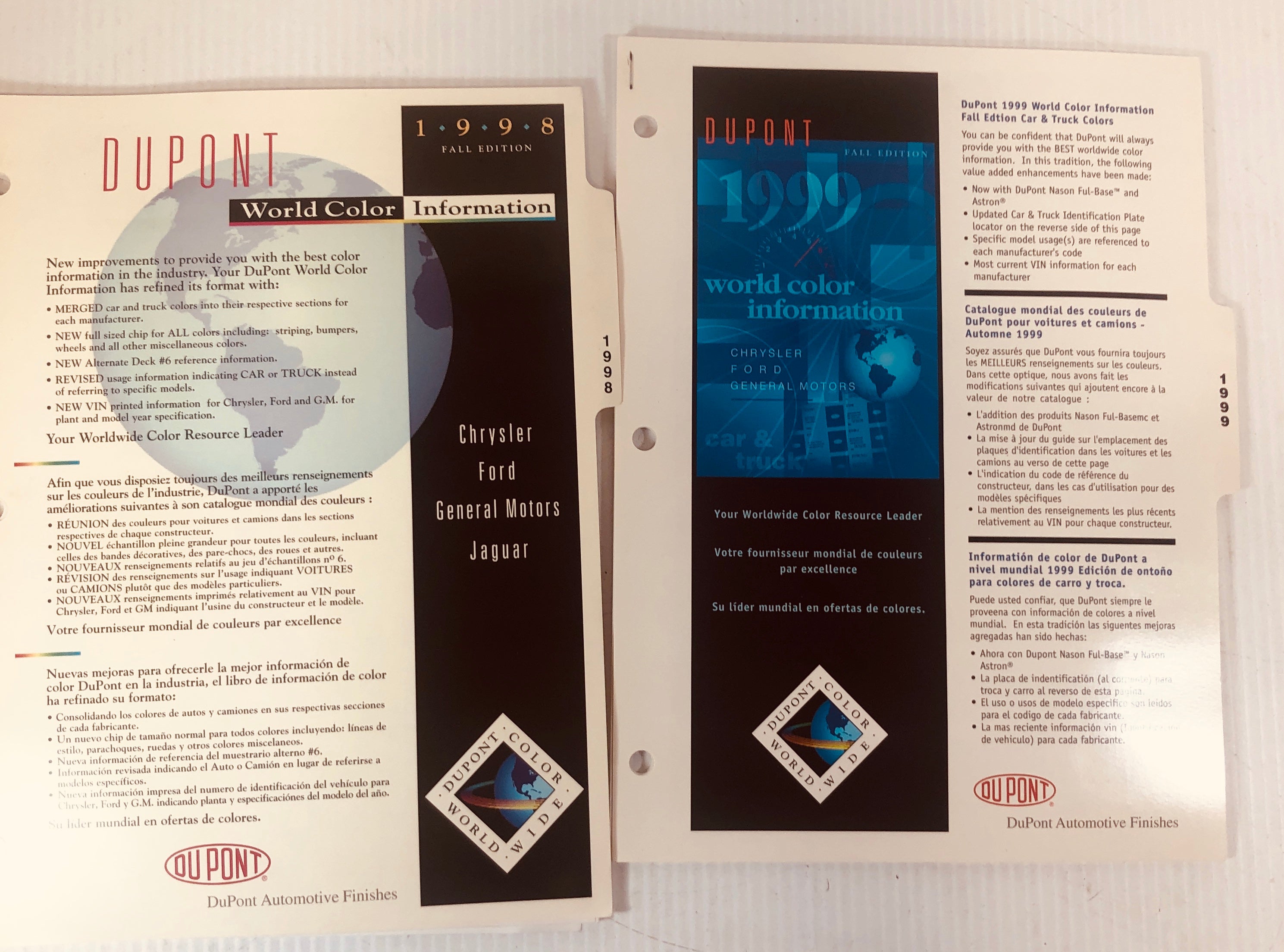 DuPont World Color Information Booklets 1998 and 1999 - Lot of 8