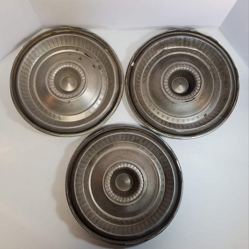 Set of 3 Ford Thunderbird Antique Hub Caps 1965-66 Used Classic Car Collectible