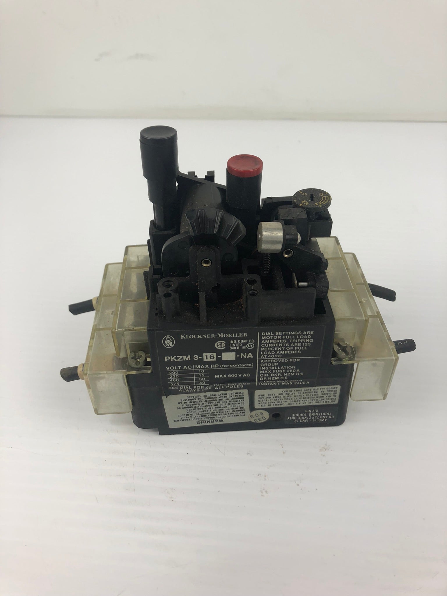 Klockner-Moeller PKZM3-16-Z-NA Motor Starter - No Turning Knob on Top