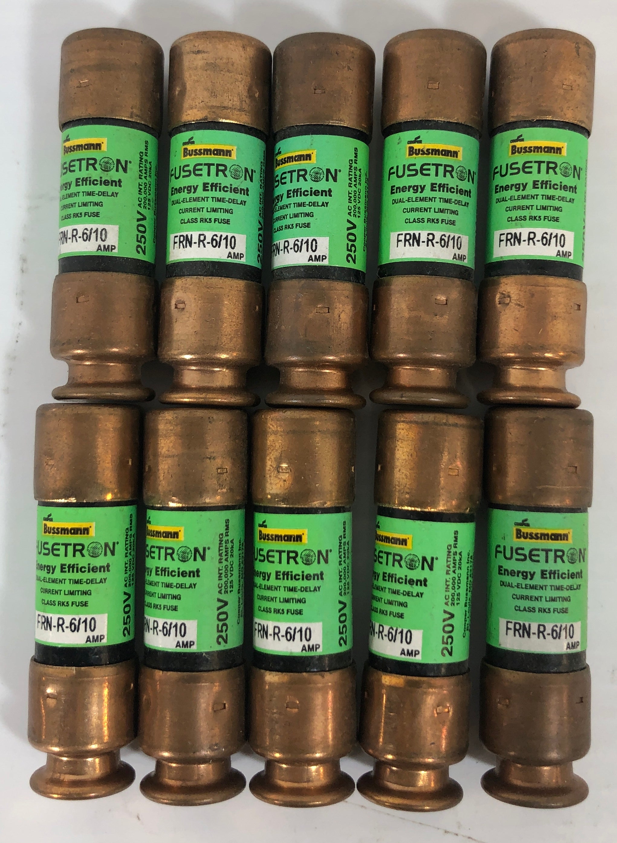 Bussman Fusetron FRN-R-6/10 Energy Efficient Fuse - Lot of 10