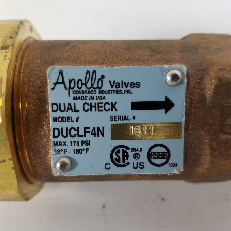 Apollo DUCLF4N-34 Dual Check Valve Backflow Preventer 3/4"