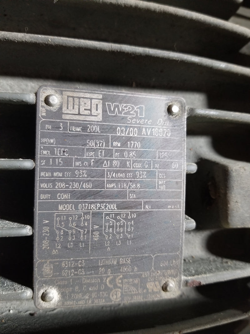 Weg 03718EP3E200L 50HP 3 Phase Electric Motor