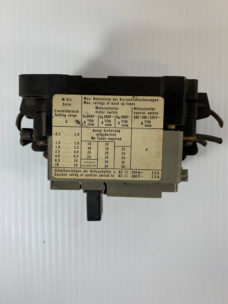 BBC M611 VDE0660 IEC292-1 Motor Switch