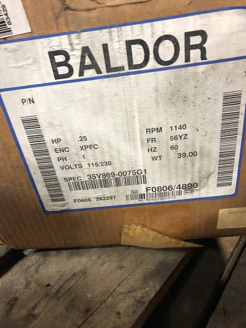 Baldor A/C Fan Motor BW548237 .25 HP 115/230V 1140 RPM Hz 60 1 Ph