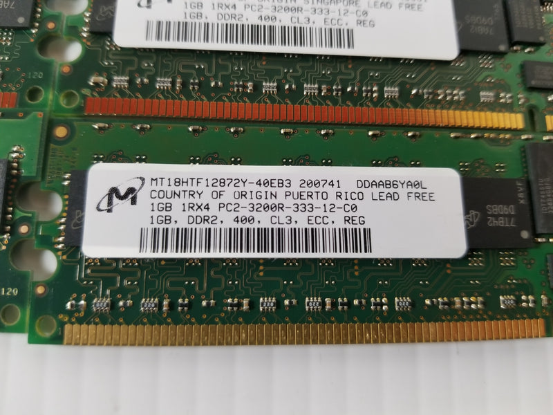 Micron MT18HTF12872Y-40EB3 DDR2-400 PC2-3200 1GB (8GB Total) RAM (Lot of 8)