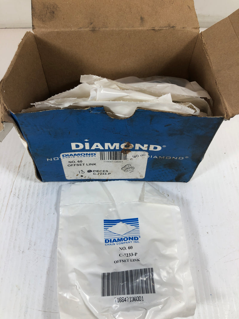 Diamond Chain Cabinet Offset Link No. 60 C-7233-P (Lot of 13)