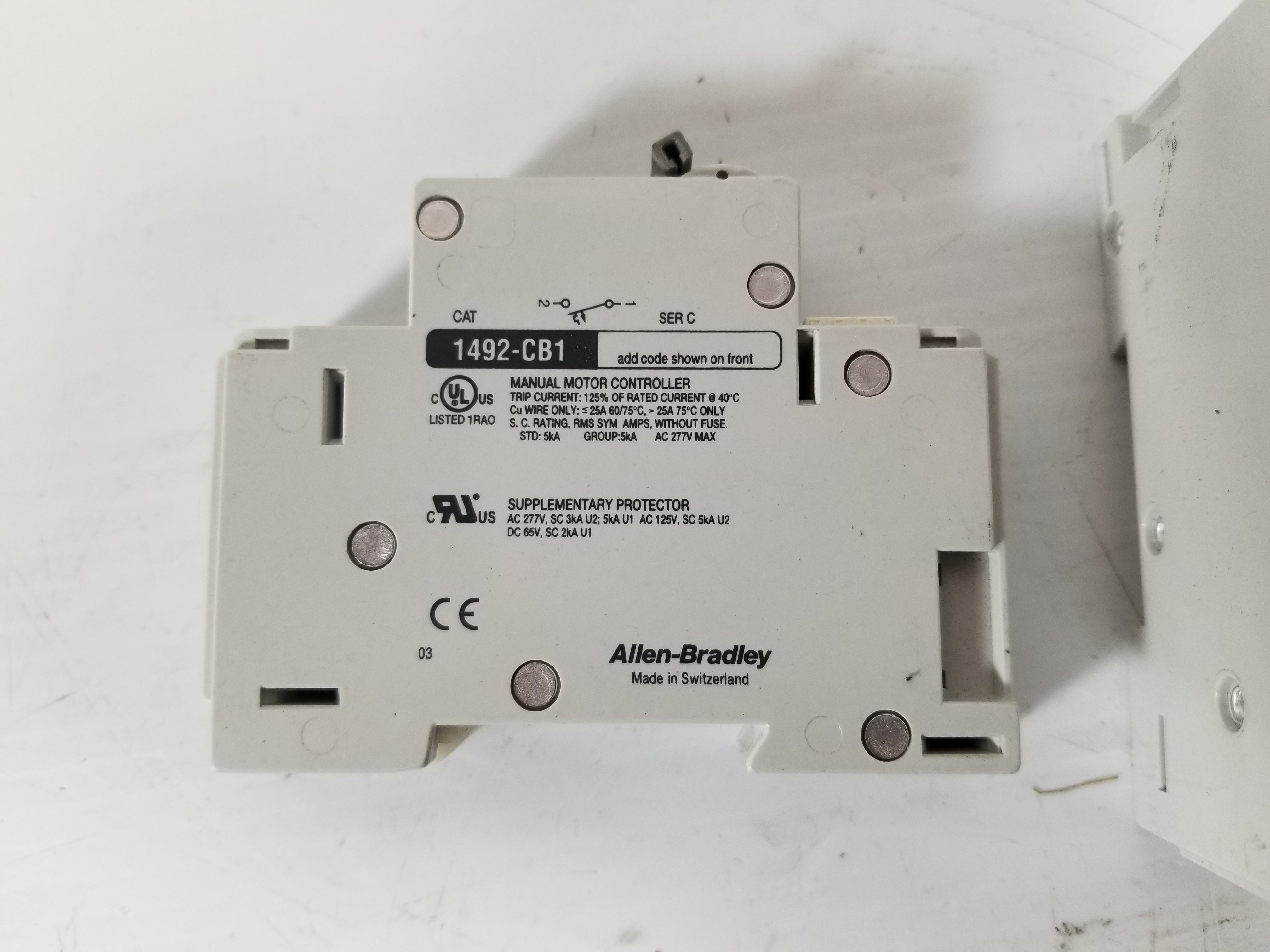 Allen-Bradley 1492-CB1 50A 10HP H500 Manual Motor Controller - Lot of 2
