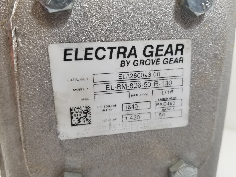 Grove Gear EL-BM-826-50-R-140 Electra 50:1 Gear Reducer