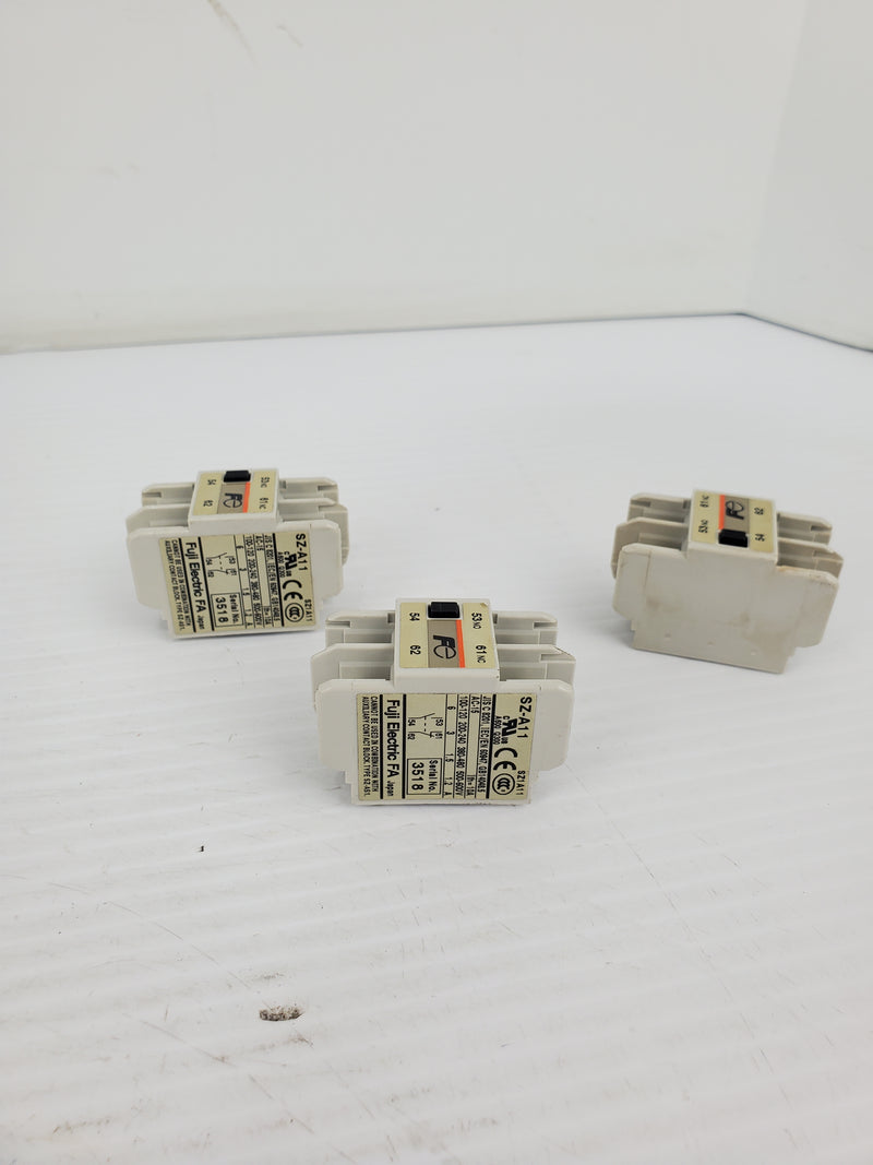 Fuji Electric SZ-A11 Auxiliary Contact Block SZ1A11 - Lot of 3