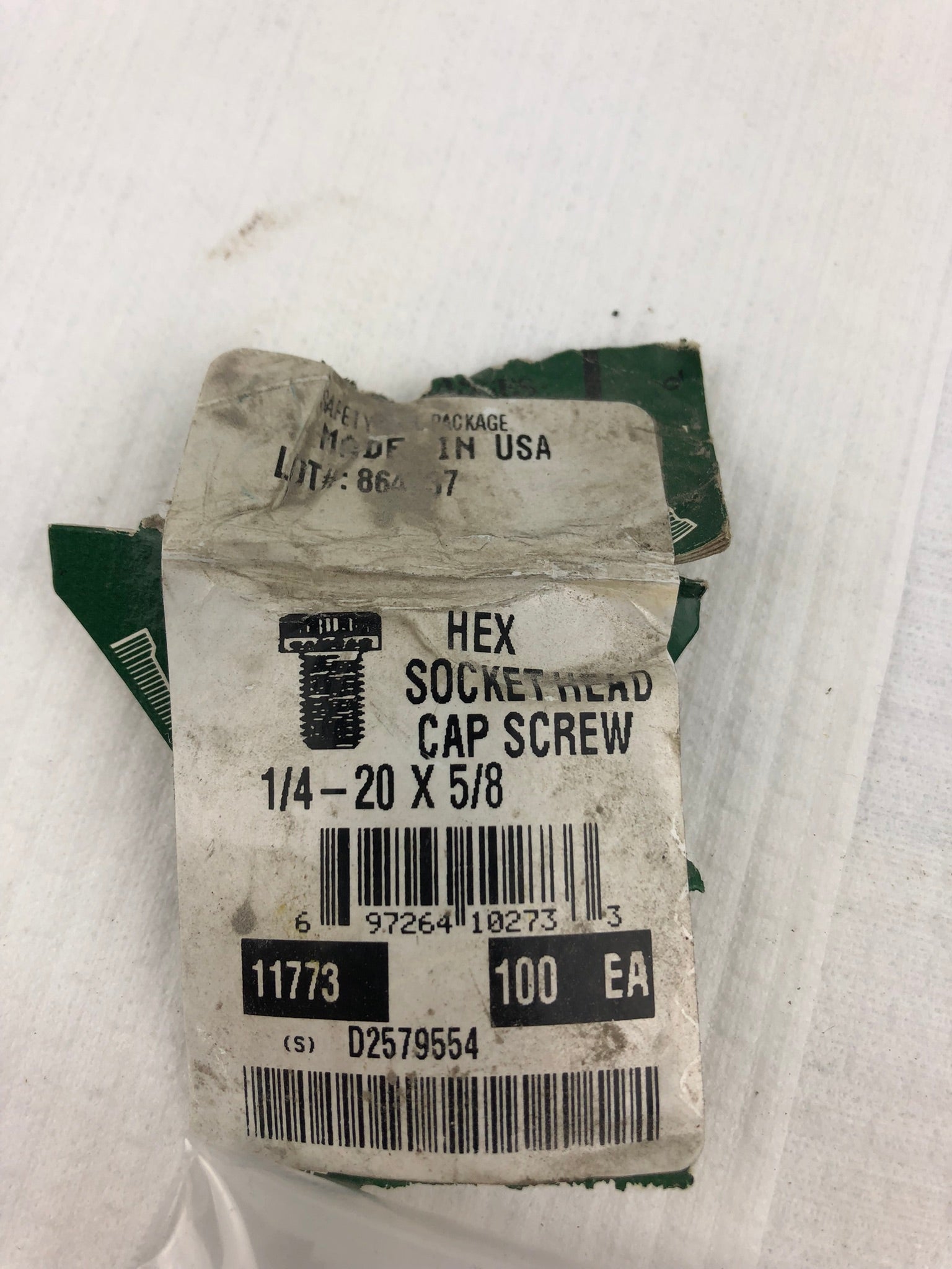 Camcar 11773 1/4-20 X 5/8 Hex Sockethead Cap Screw D2579554 - Lot of 100