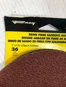 Forney Resin Fibre Sanding Disc 7" x 7/8" 36 Grit Aluminum Oxide 71654 3 Pack