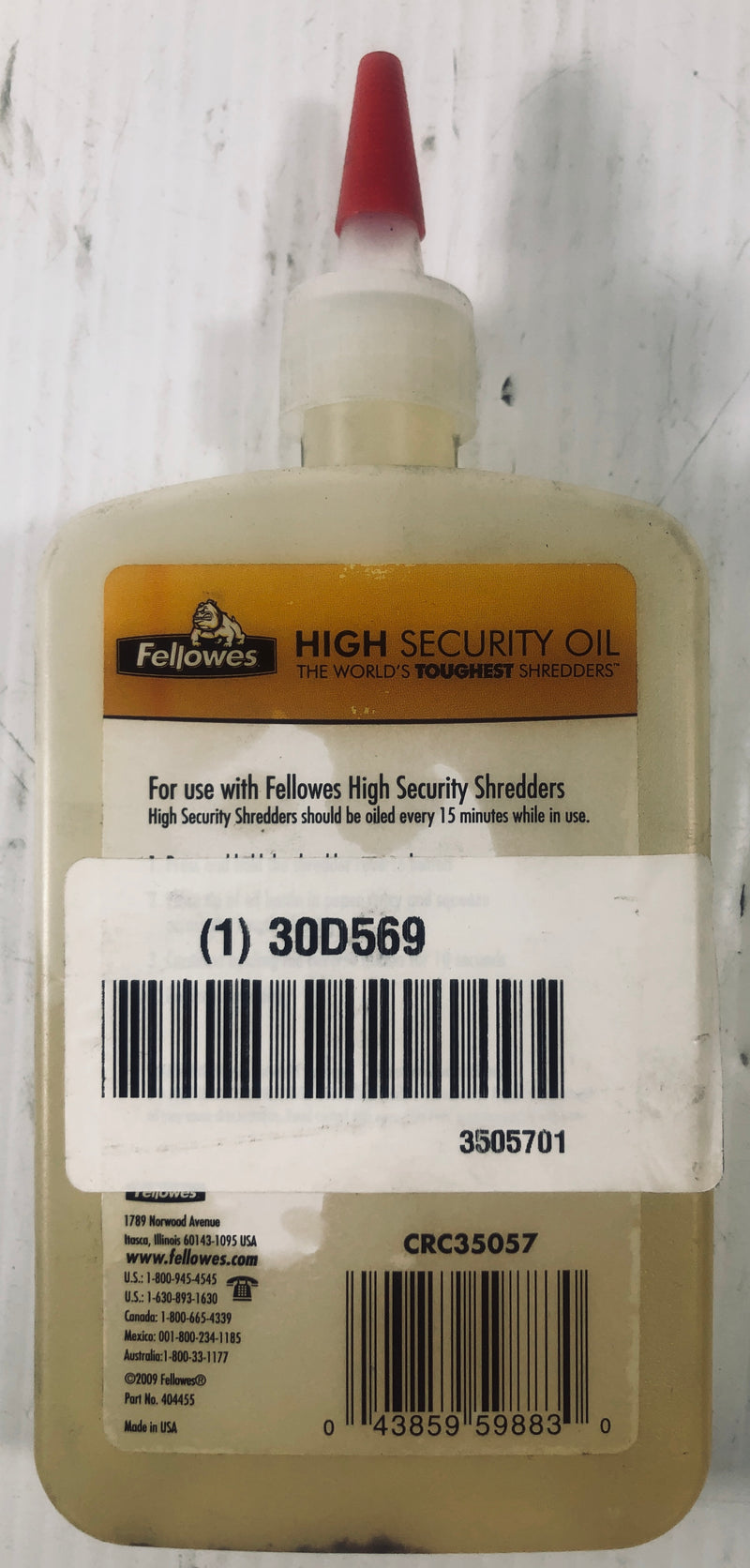 Fellowes High Security Oil 12 Ounce Bottle