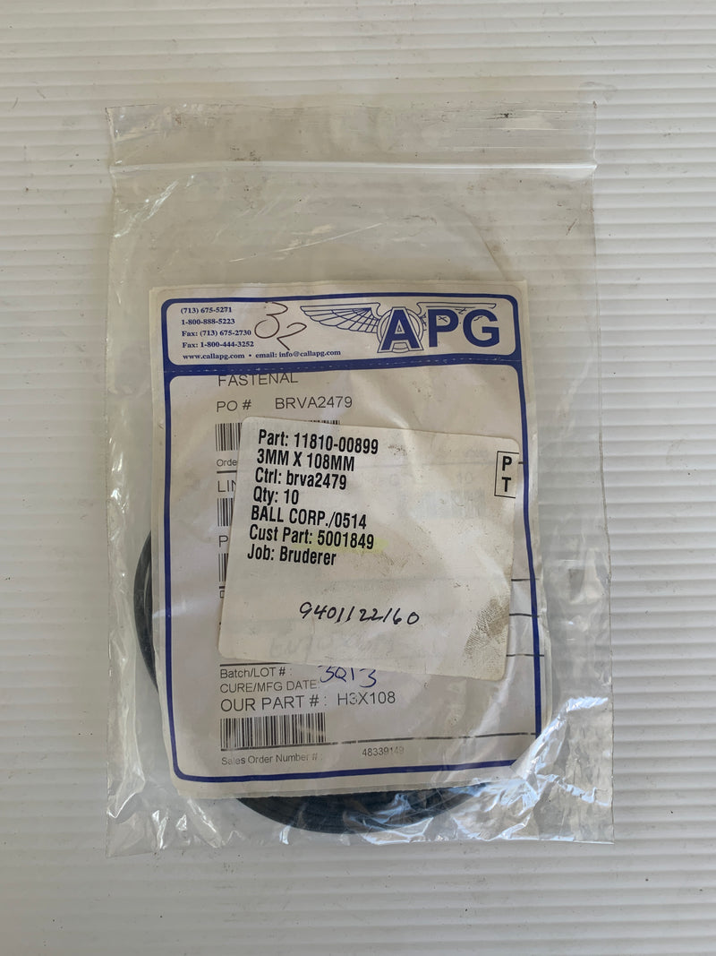 APG 3 x 108 Buna 70 Metric O-ring H3X108 Package of 10