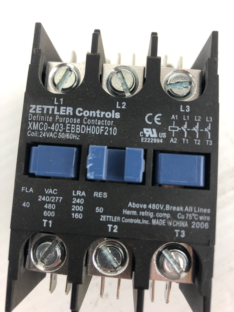 Zettler Controls XMC0-403 Definite Purpose Contactor Coil-24VAC 50/60Hz