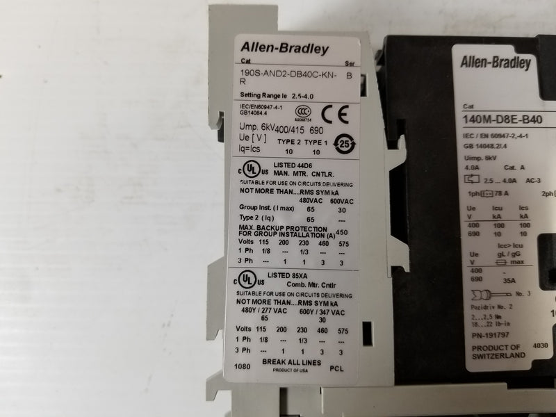 Allen-Bradley 190S-AND2-DB40C-KN-R Compact Combination Starter