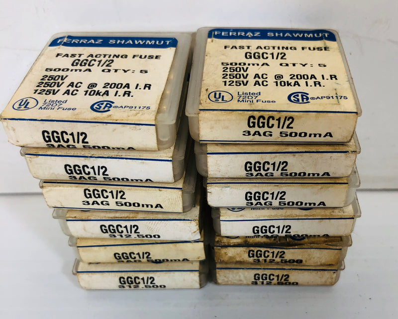 Ferraz-Shawmut Fast Acting Fuse GGC 1/2 250 V 12 Boxes (Lot of 59 Fuses)