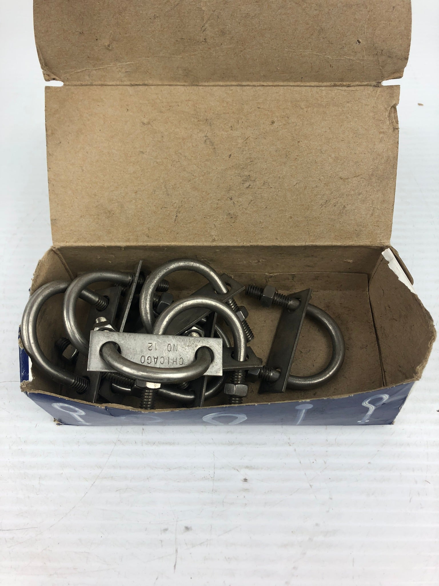 Chicago Hardware 50650 2 #12 U-Bolt with 2 Nuts 1 Plate - Lot of 8