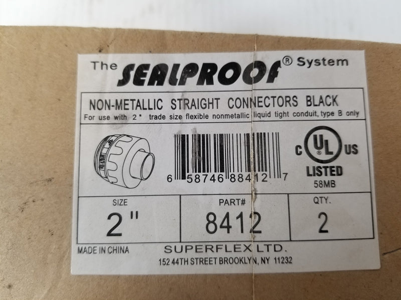 Superflex 8412 Sealproof Non-Metallic Straight Connector 2" Black - Lot of 2