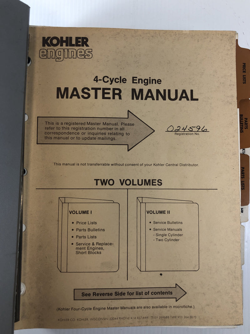 Kohler Engines Parts Manual Four Cycle