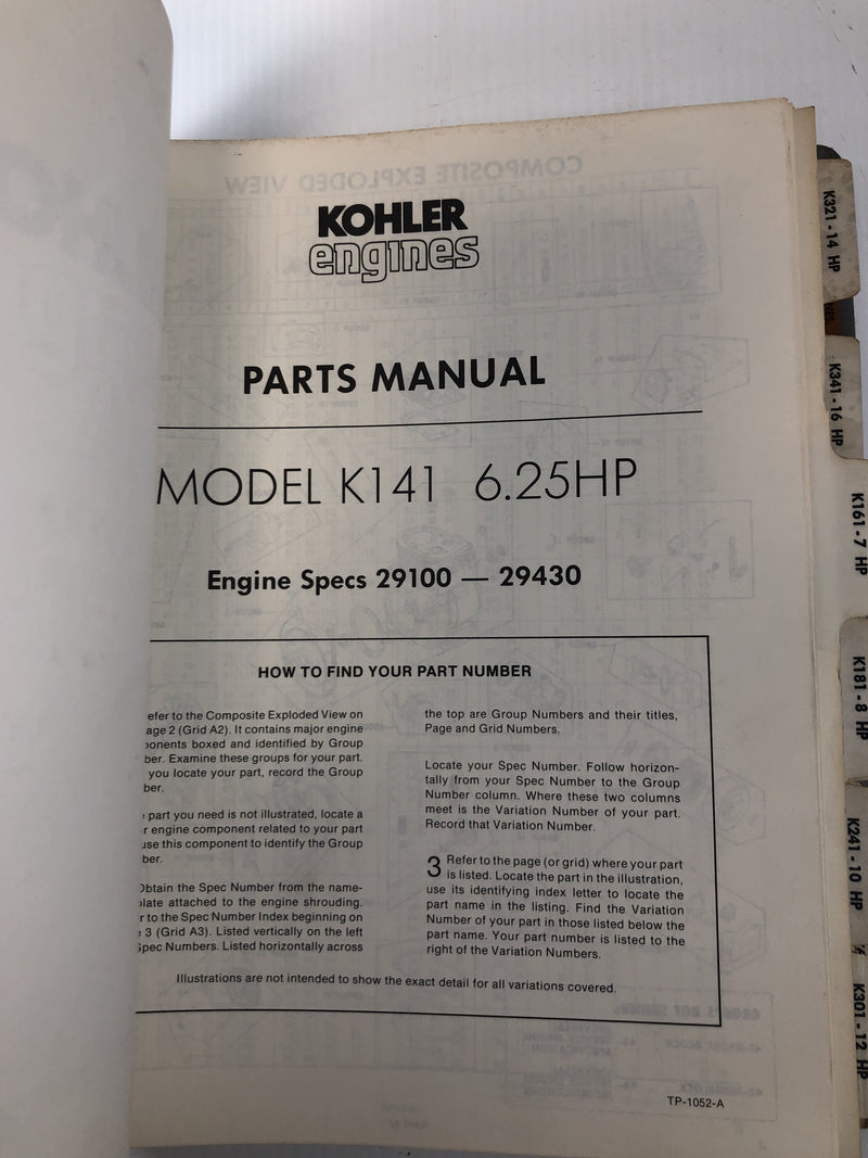 Kohler Engines Parts Manual Four Cycle