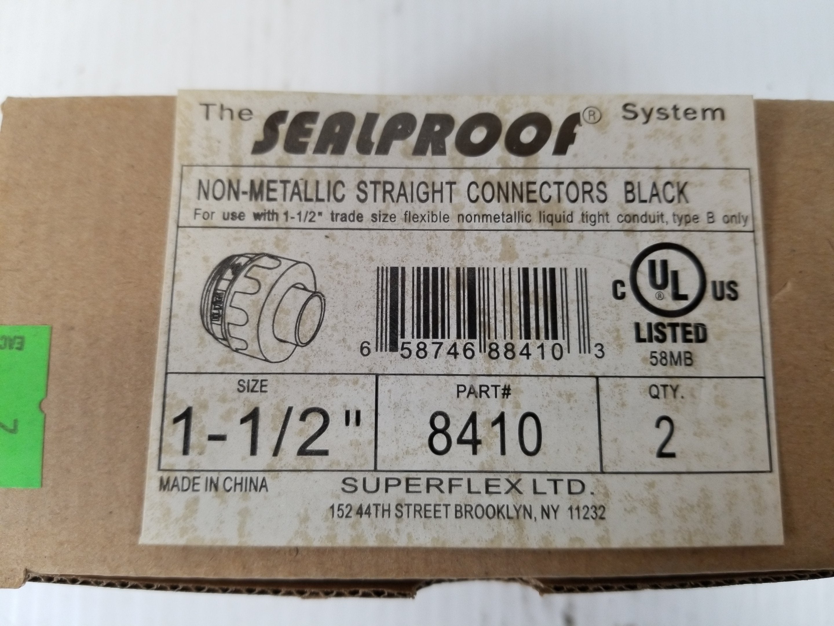 Superflex 8410 Sealproof Non-Metallic Straight Connector 1-1/2" (Lot of 2)