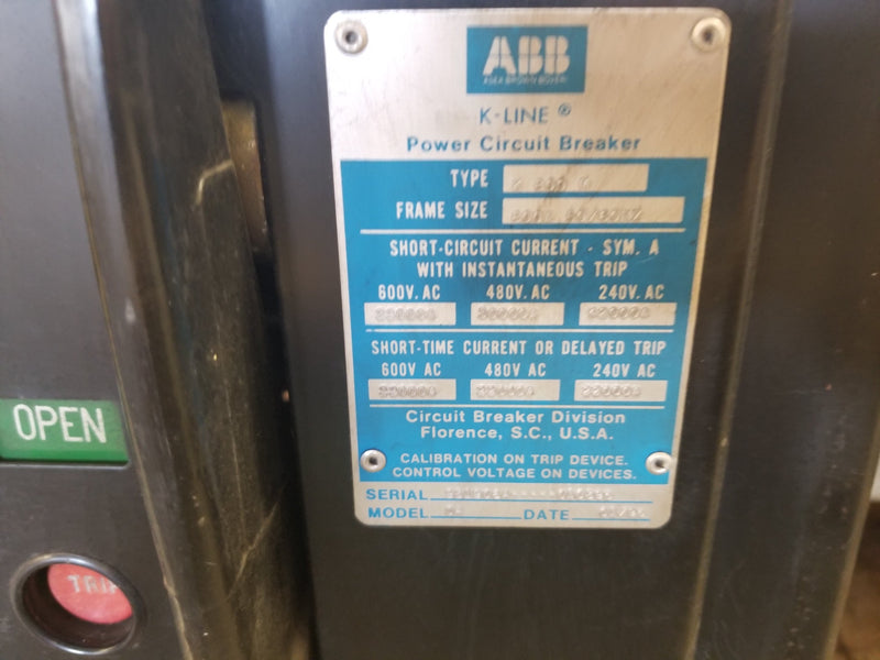 ABB K-800M Circuit Breaker 800A with MPS-C-3