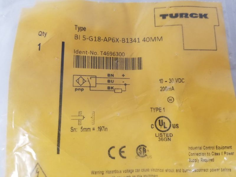 Turck Bi5-G18-AP6X-B1341 40mm Proximity Sensor