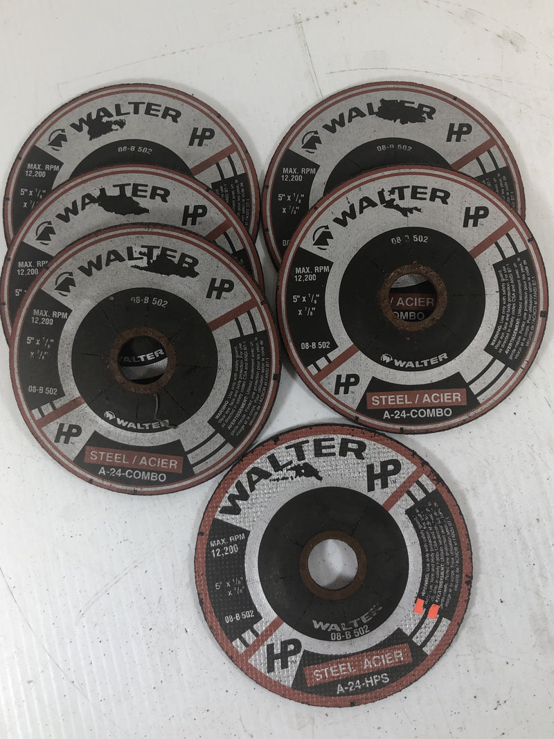 Walter Grinding Wheel 5" x 1/8" Steel Acier A-24-HPS / Combo (Lot of 6)